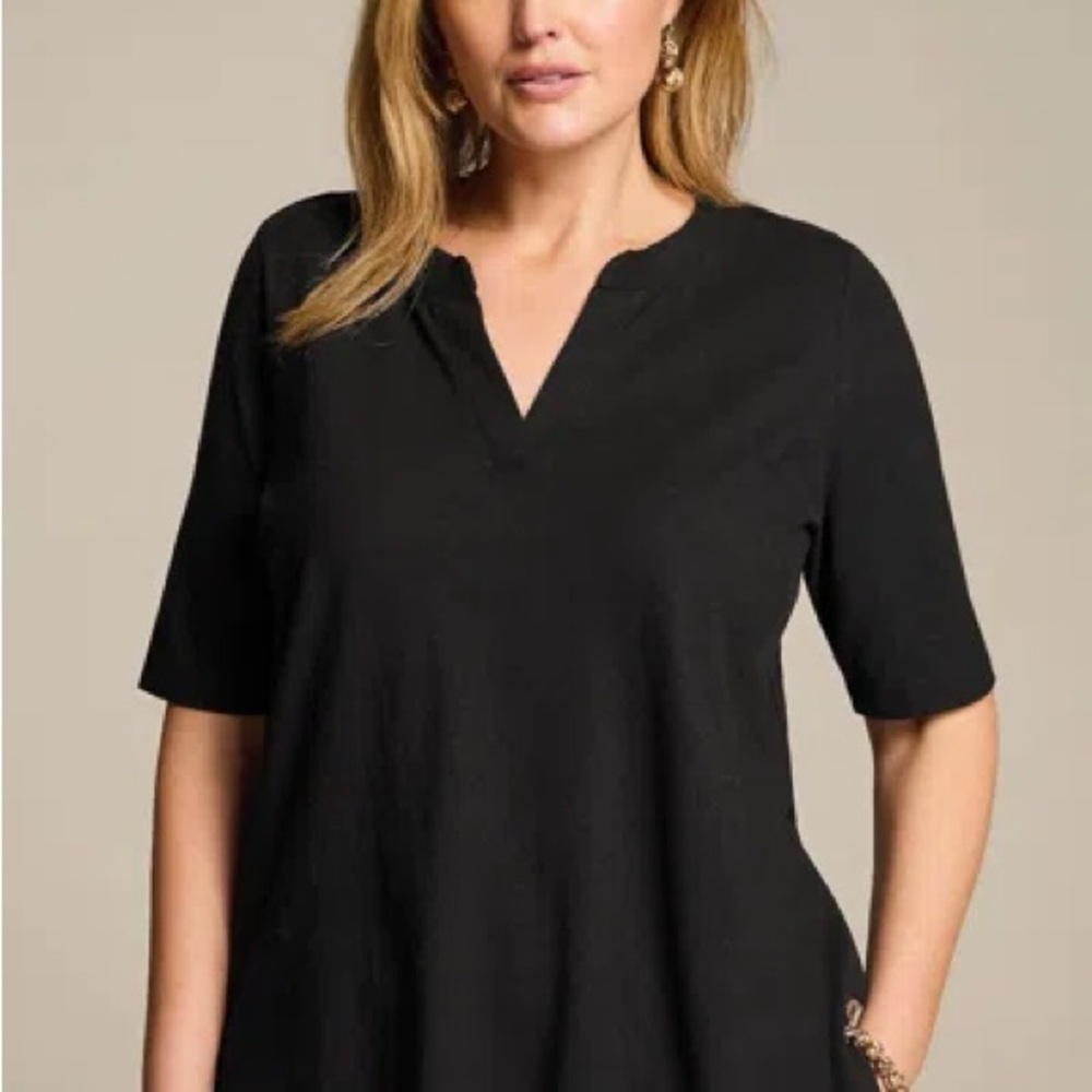 Pure Jill Hemp and Cotton Black Women's Top